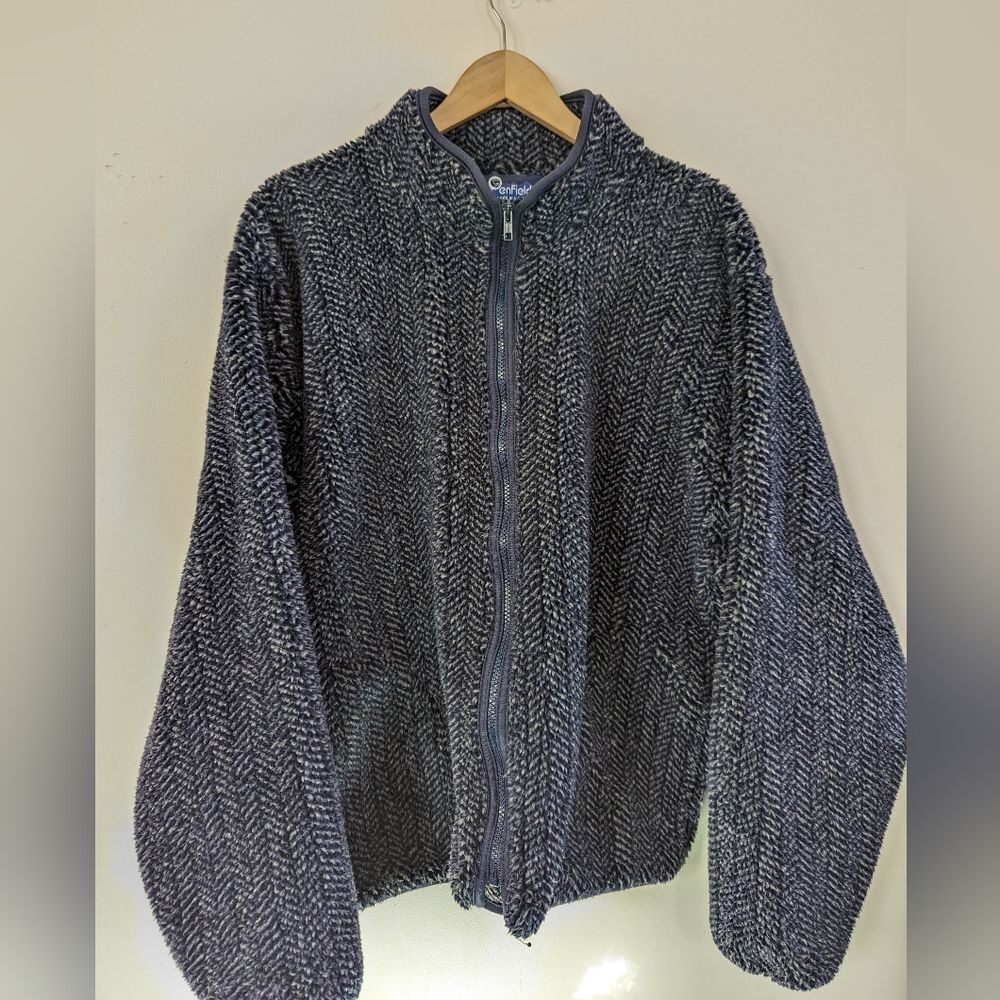 Penfield Navy Herringbone Blue Fleece Full Zip Jacket XL